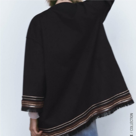 ZARA Combination Faux Suede Embroidered  Jacket Cardigan Size Med - Picture 14 of 16